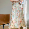 奥伊米 女士重工油墨画仿真丝高腰印花半身裙 商品缩略图0