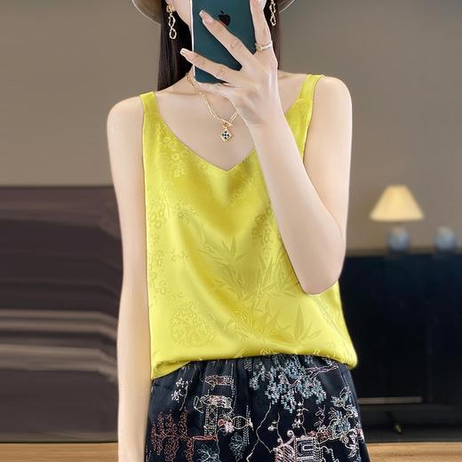 奥伊米夏季女奢华光泽丝滑仿真丝百搭V领一字领背心吊带 商品图6