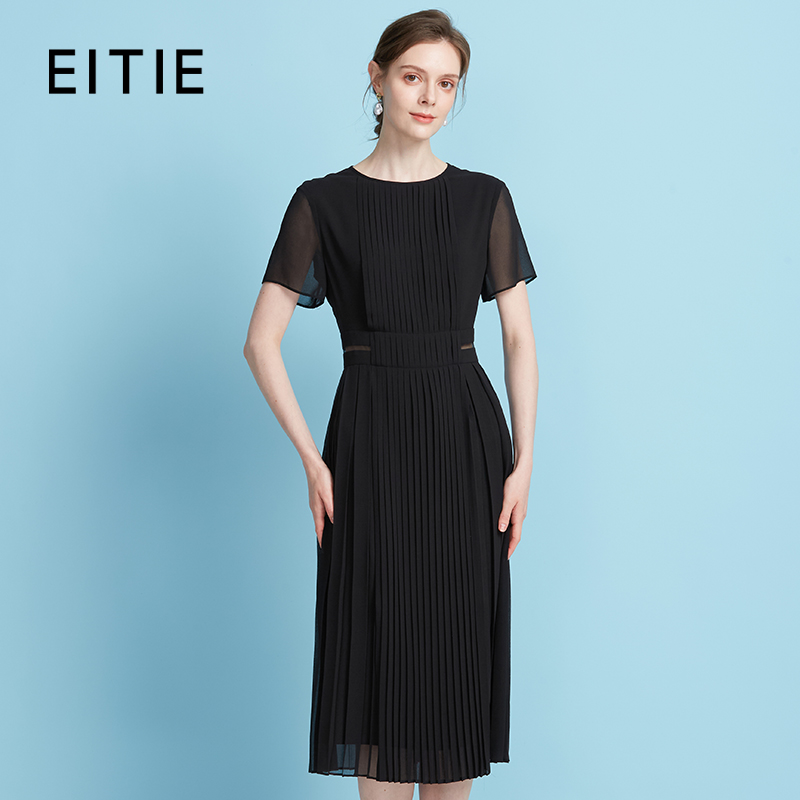 【薄纱压褶气质连衣裙】EITIE爱特爱凉感舒适2025夏季新款B2507684