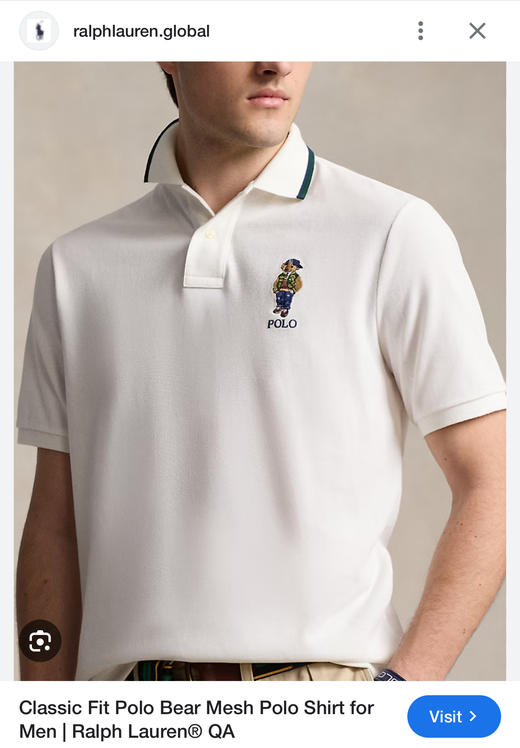 只剩蓝色勒 R.L 休闲小熊 丝光珠地翻领短袖POLO衫 TX460 商品图3