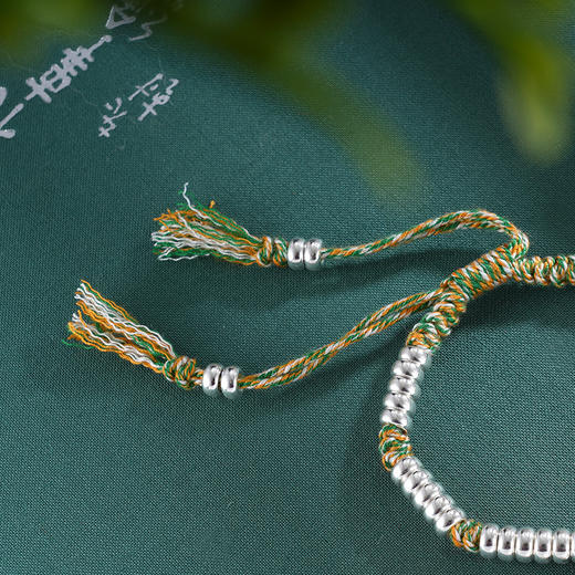 子佩集S925银【荷香绕腕】手链【SL01046】纯银钱串腰缠万贯珐琅彩莲花盘缠盘缠2504 商品图6