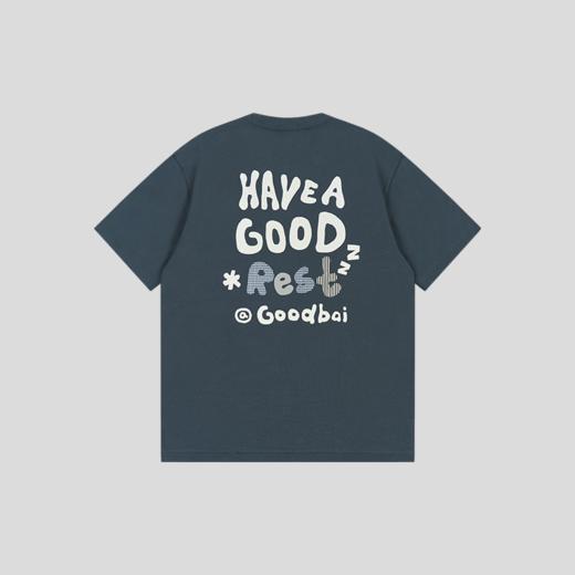 GOODBAI Have a Good Rest slogan印花撞色圆领oversize短袖T恤 商品图4