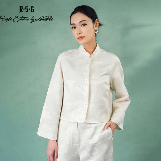 郭培成衣品牌精品系列新中式立领对襟提花短外套套装 商品图3