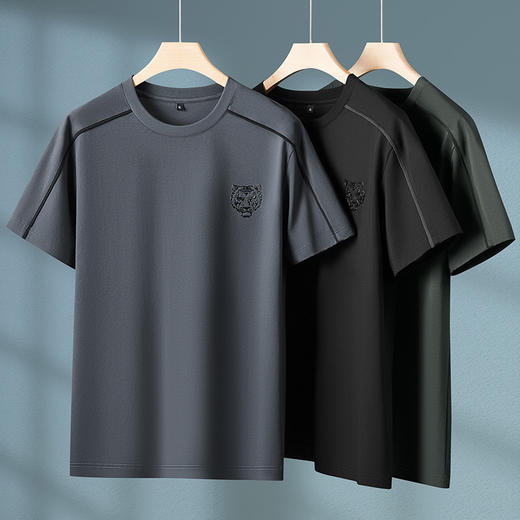 【棉质】【DPF】大依优型大码短袖T恤圆领肥佬时尚休闲老虎印花半袖衫夏季加肥加大插肩男士胖子上衣 商品图6