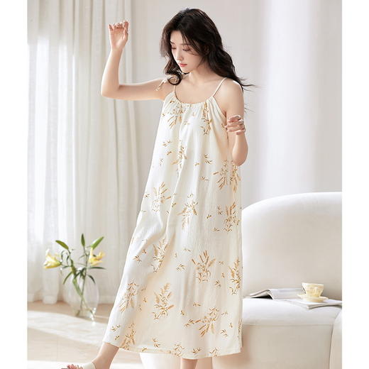 挖到宝🤩3️⃣6️⃣套免Bra印花睡衣🍃把『裸感舒适』穿成诗意，美到犯规【牧棉儿-新中式免Bra云朵棉家居服系列】 云端裸睡自由❗️最适合夏天穿的舒适居家服，带胸垫设计 商品图5