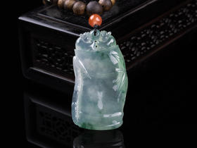 XY0289沉香+冰种翡翠竹节挂件