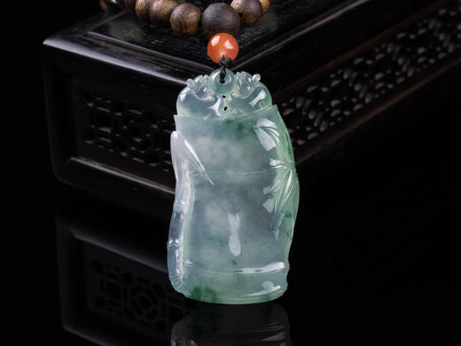 XY0289沉香+冰种翡翠竹节挂件 商品图0