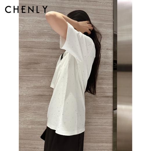 尘衣｜25春夏纯棉高温烫钻白TEE 商品图0