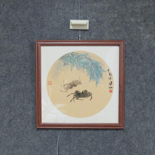 梁江《竹与蟹》国画原作28CM*28CM 手绘宣纸作品含框 商品图3