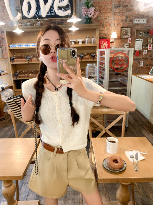 <曾小咸推荐>系扣针织衫短袖 日常119.99/件 立减50 秒杀69.99/件！！ 商品图7