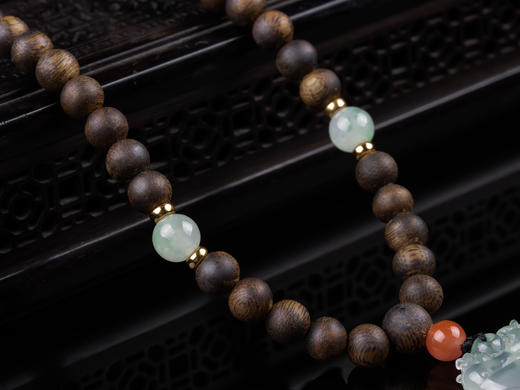 XY0289沉香+冰种翡翠竹节挂件 商品图7