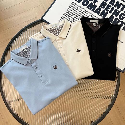 DIO经典字母提花元素小蜜蜂刺绣polo衫 商品图0