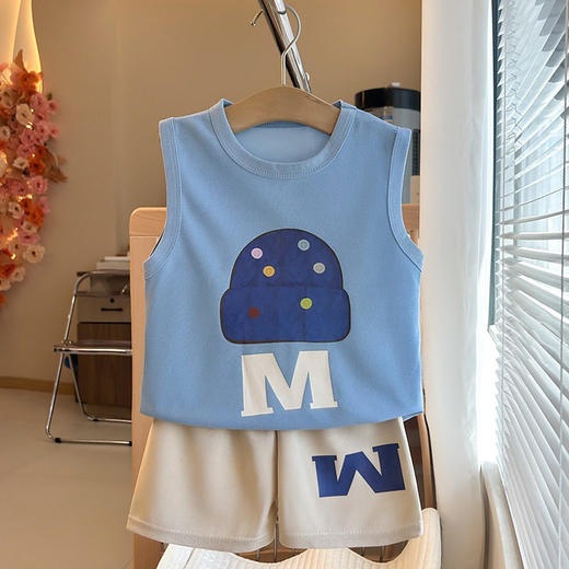 2024夏新款儿童背心套装宝宝短袖短裤两件套夏季童装韩版潮童套装 商品图3
