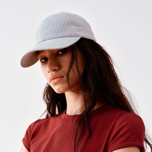 NUTH 浅蓝复古清新条纹撞色鸭舌帽 商品图0