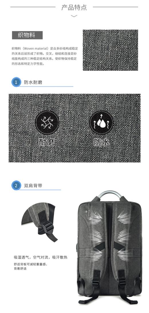 Diplomat外交官商务休闲电脑双肩背包HM-1590L 外交官双肩包 商品图2