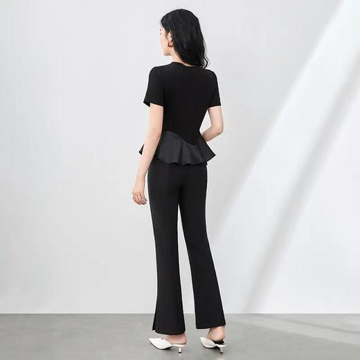 【高货wl】全新升级【铂金会员201/天猫269/差价68】(01645) 洛诗琳法式时髦重工钉钻圆领短袖T女夏新款下摆荷叶边上衣 商品图1