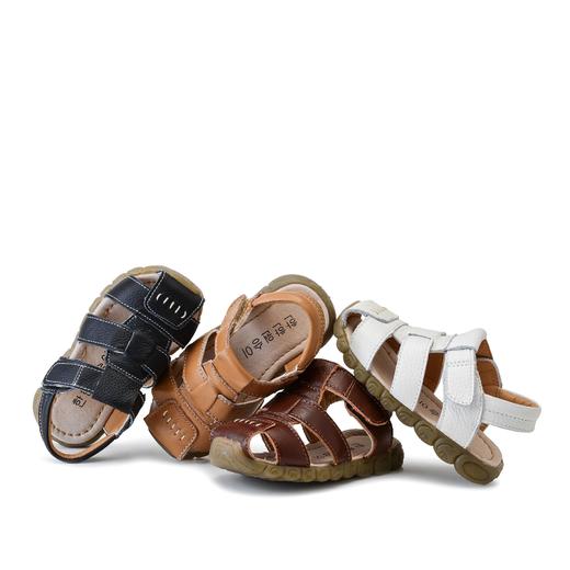 【团购】儿童真皮凉鞋夏季防滑软底学步鞋男童韩版包头沙滩鞋21-35 商品图1