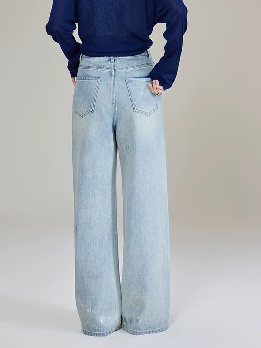 美洋春夏款海盐气泡丹宁回潮直筒小阔腿牛仔裤 商品图4