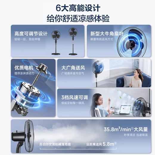 苏泊尔(SUPOR)ZMD安心系列 电风扇FP-096A-35 黑色 商品图1