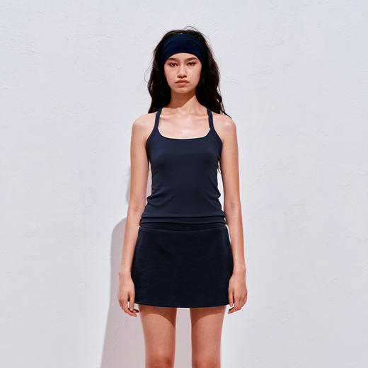 NUTHa字运动短裙半身裙撞色拉链开衩网球裙 深藏青/白色 商品图6