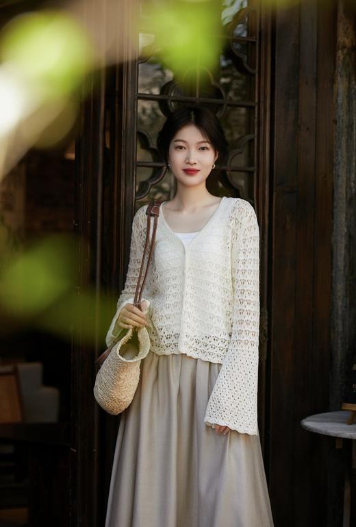 夏季防晒清凉镂空法式浪漫V领荷叶袖开衫罩衫 商品图10