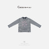 COCO ZONE刘一一 复古风条纹撞色圆领字母图案长袖T恤 CD2A0744 商品缩略图0