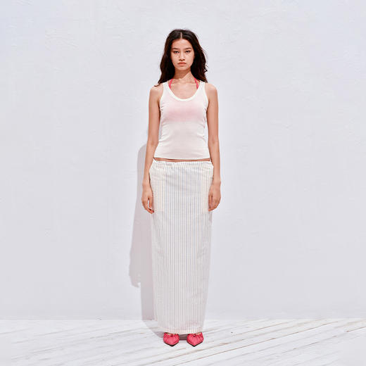 NUTH正反两穿可翻折腰条纹长裙半身裙 商品图2