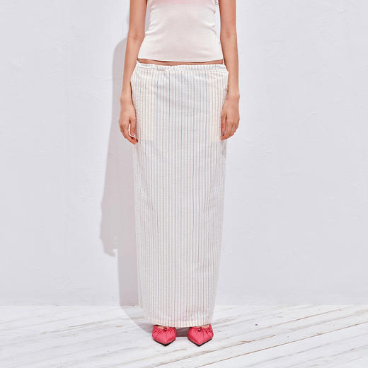 NUTH正反两穿可翻折腰条纹长裙半身裙 商品图5