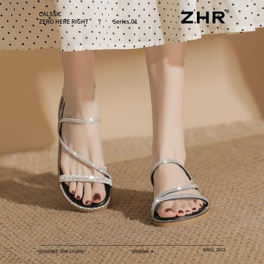 ZHR则则两穿水钻凉鞋女2025夏季新款时尚百搭平底拖鞋外穿凉拖鞋 商品图8