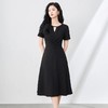 【高货wl】全新升级【铂金会员293/天猫399/差价106】(00942) 洛诗琳25女夏新款气质钉珠裙子高级感收腰褶皱短袖连衣裙 商品缩略图0