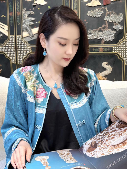 GAONAS 新中式蓝色圆戒指 11397JG 商品图4