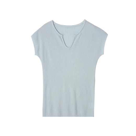 百搭v领纯色羊毛混纺针织气质修身T恤2025夏T2502093 商品图4