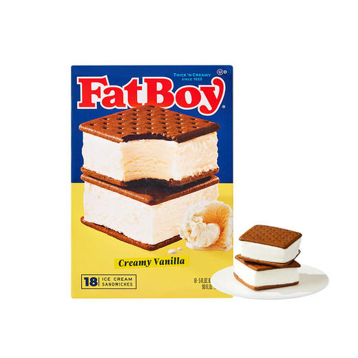 MM 山姆 Fatboy 美国进口 威化饼干三明治雪糕（香草味夹心）1.548kg（18个） 商品图0