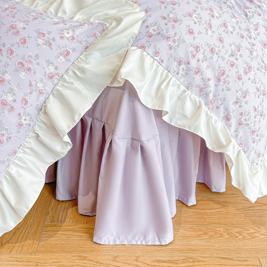 【5折购】舒氧°柔糯棉公主花边床裙款四件套 四季可用柔软透气套件 商品图12
