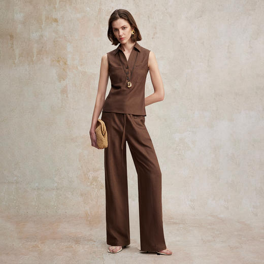 【预售10天内发】C+IMPRESS/西嘉天丝亚麻 南法假日套装无袖马甲上衣+抽绳阔腿裤女CS2502075 商品图2