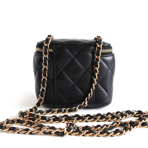 【95新】CHANEL香奈儿黑金羊皮小盒子方盒子化妆盒链条包女士现售价：11500！220425JJ01 商品图5