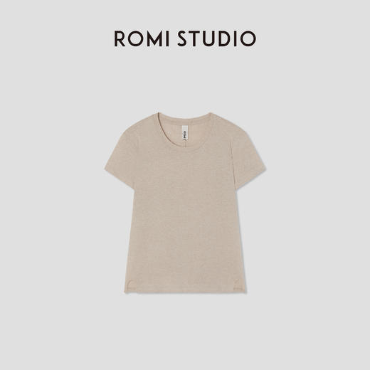 ROMI STUDIO进口亚麻棉混纺环保原色花纱圆领短袖T恤 RWCSSD2024【发货时效25天】 商品图0