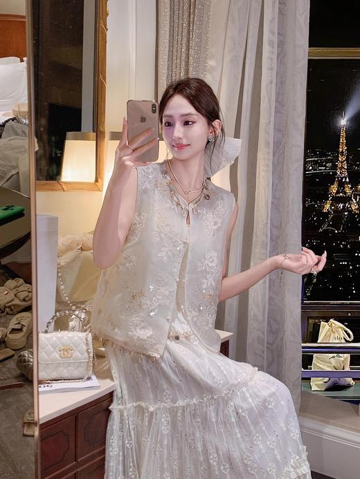 张心子【织梦】气质新中式国风蕾丝花背心马甲 U2504044 商品图2