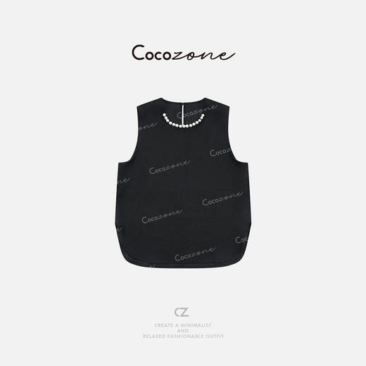 COCO ZONE 刘一一 【100亚麻】U领珍珠简雅无袖背心CD2A0982 商品图2