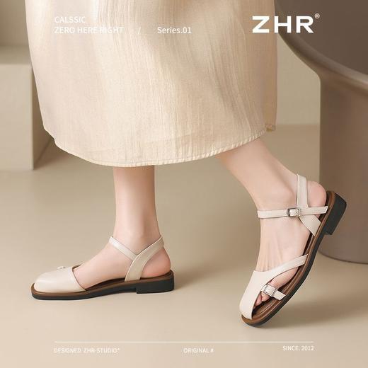 ZHR网红包头凉鞋女2025新款高级浅口小皮鞋洋气小香风优雅凉鞋女 商品图3