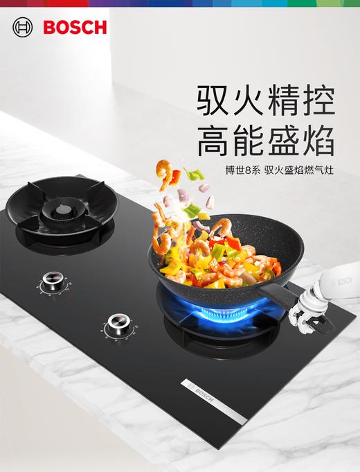 博世（BOSCH）8系家用燃气灶 5.2kW大火力 瞬时点火 九档精控 智能定时 内外易清洁 仿生纳米易洁涂层 熄火保护 天然气 PDB928MPMP骑士黑 商品图0