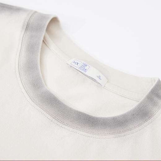 【断码清仓】HX 夏季圆领短袖阔版纯棉T恤复古喷染C102520191101 商品图7