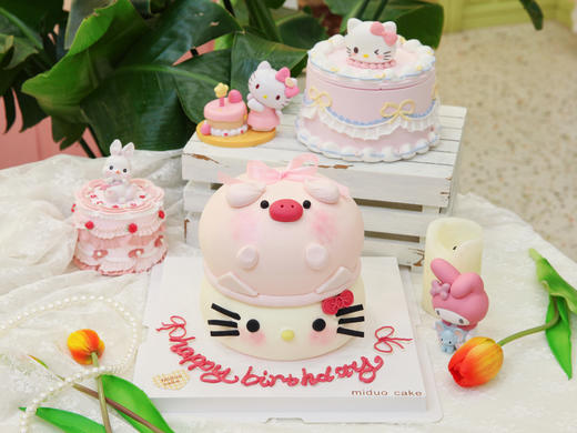 女孩款 三丽鸥HelloKitty 萌趣粉嘟嘟小猪 立体异形蛋糕 商品图0