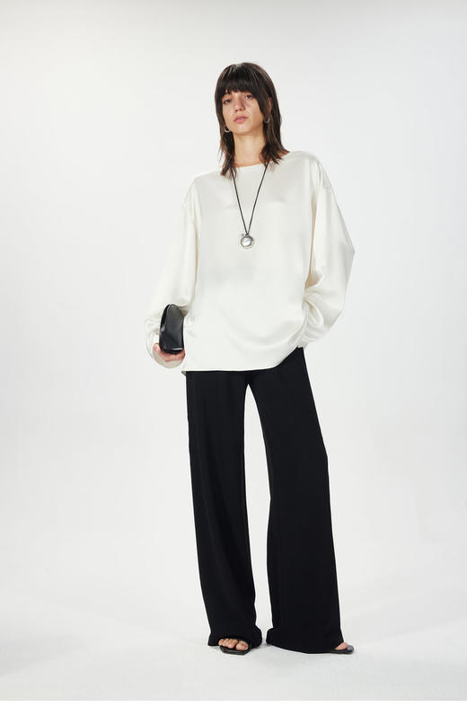 【高品质私服】【KG双面缎三醋酸一字领长袖T恤】随性慵懒廓形柔美舒适，舒适亲肤G1346-CC【无标出货 介意慎拍】 商品图6