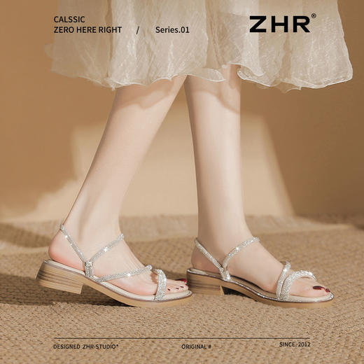 ZHR则则两穿水钻凉鞋女2025夏季新款时尚百搭平底拖鞋外穿凉拖鞋 商品图9