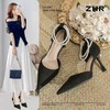 ZHR则则时尚百搭珍珠尖头绒面高跟鞋女2025新款法式气质一字单鞋 商品缩略图0