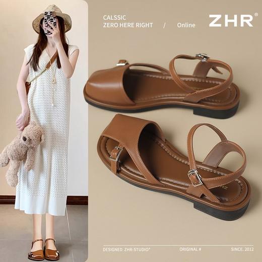 ZHR网红包头凉鞋女2025新款高级浅口小皮鞋洋气小香风优雅凉鞋女 商品图1