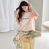 自然醒桃气家居服睡衣女款夏季纯棉短袖长裤少女夏家居服全棉套装QH 商品缩略图4