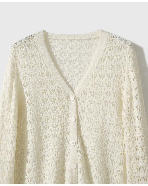 夏季防晒清凉镂空法式浪漫V领荷叶袖开衫罩衫 商品图12