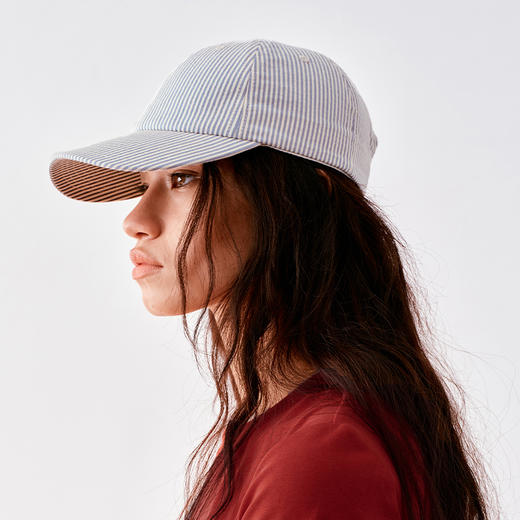 NUTH 浅蓝复古清新条纹撞色鸭舌帽 商品图2